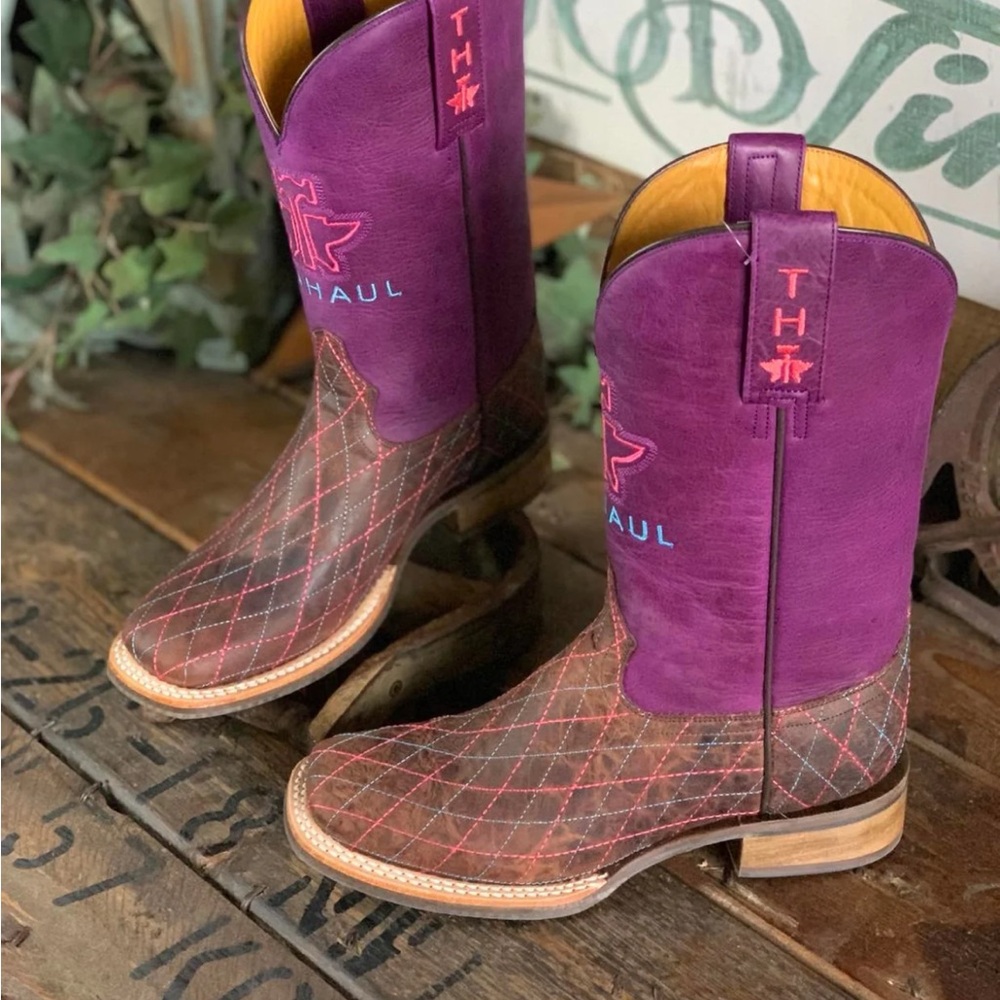 NWT Tin Haul Women's Purple and Brown Boots